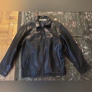 Men’s Black Leather Nautica Jacket Size Medium